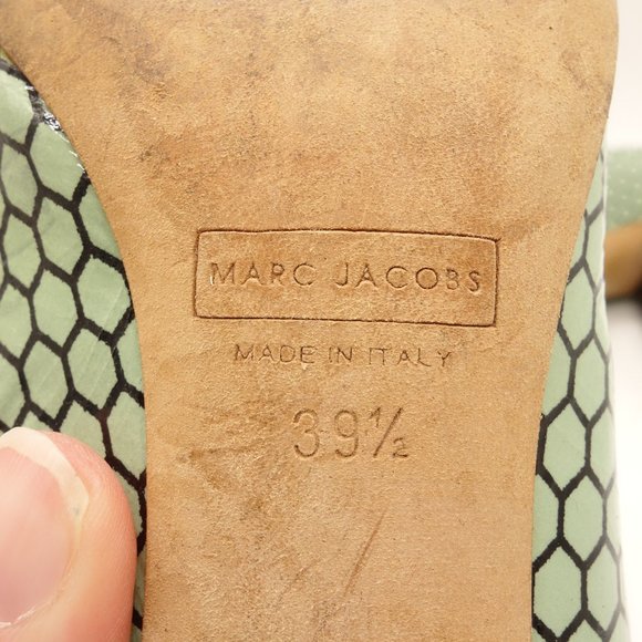 MARC JACOBS Vintage Heels Pale Blue Black Leather - Picture 8 of 9